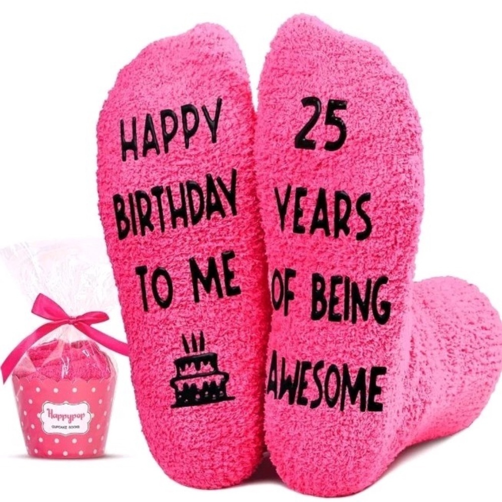 New Happypop Pink Cupcake Socks 25th Birthday 25 Years Awesome Happy Birthday